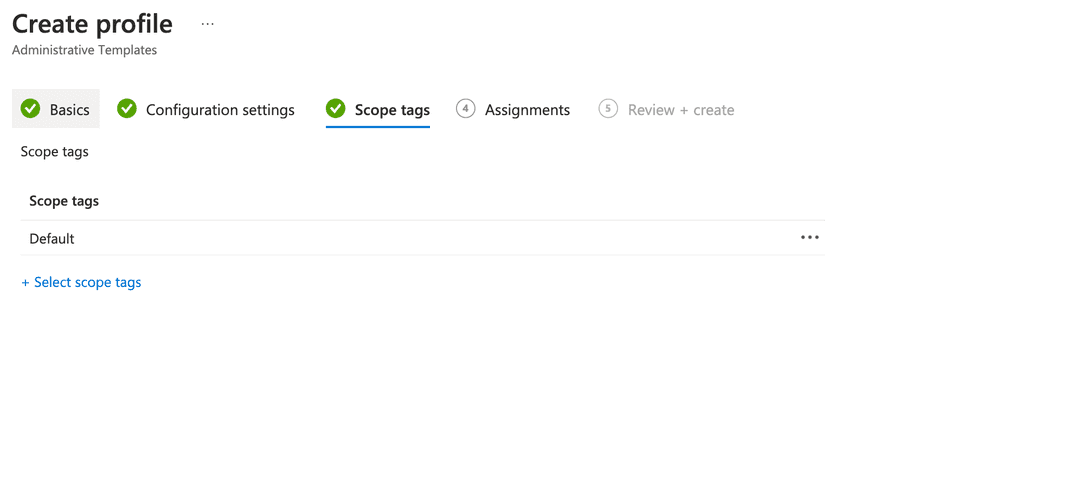 Assign a tag to the configuration profile, or select the default.