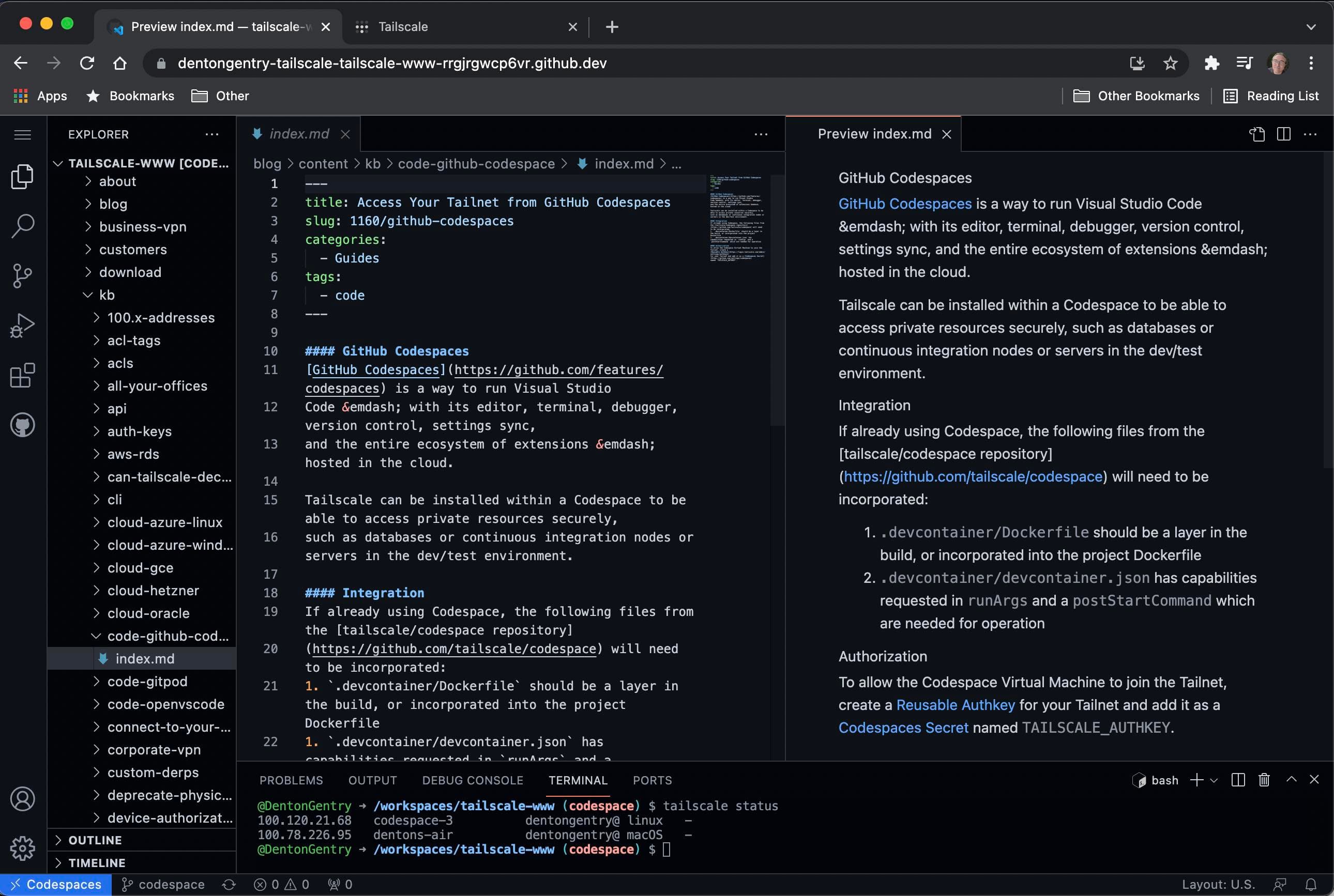 GitHub Codespace writing this topic
