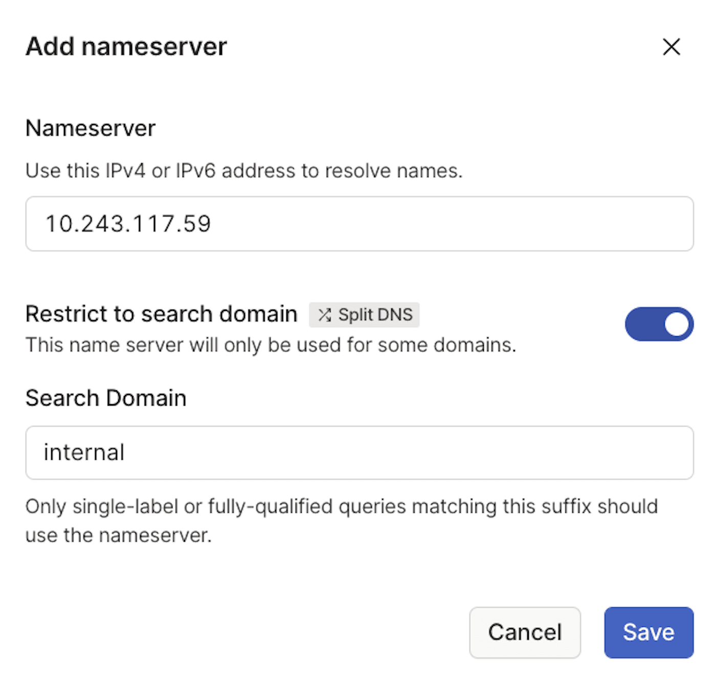 Add nameserver.