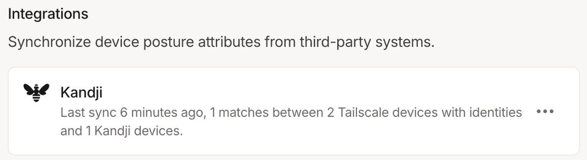 Status of the Kandji integration.