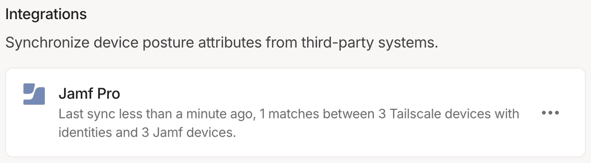 Status of the Jamf Pro integration.