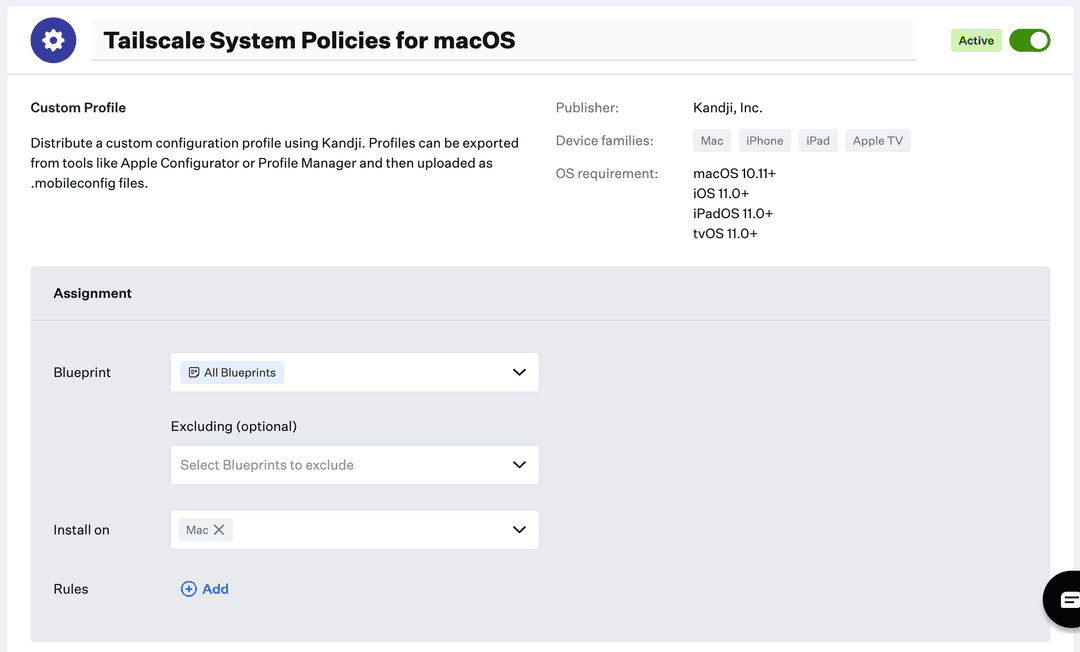 Assign a name for the profile.