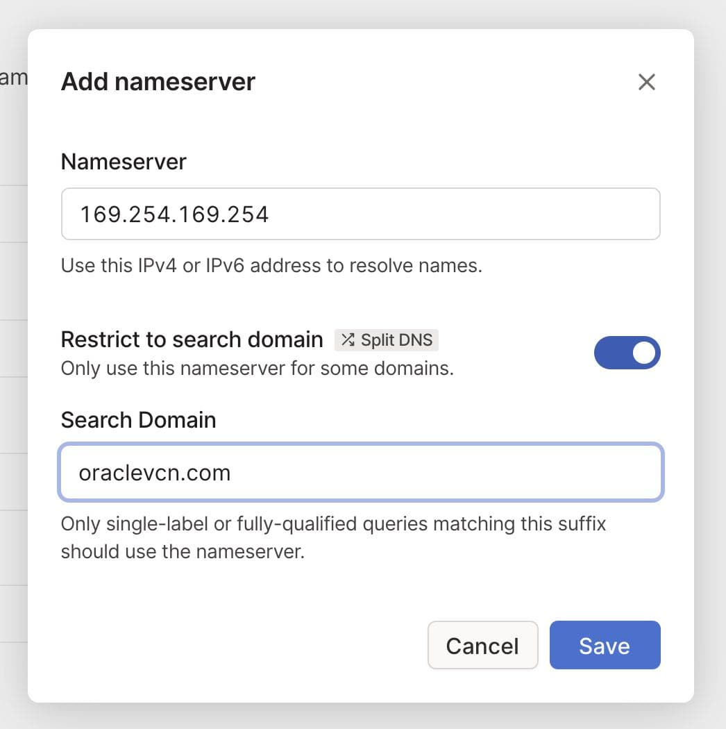 Adding a Split DNS resolver for oraclevcn.com