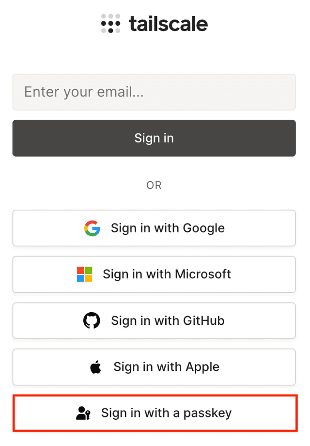 Sign in page for Tailscale.